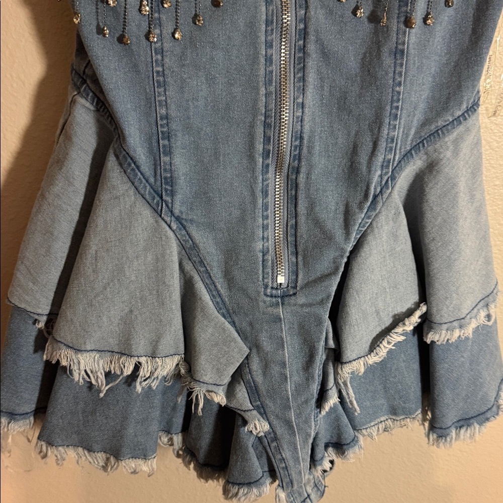 Hot & Delicious Denim Jumpsuit with Silver Accents - Picture 6 of 10